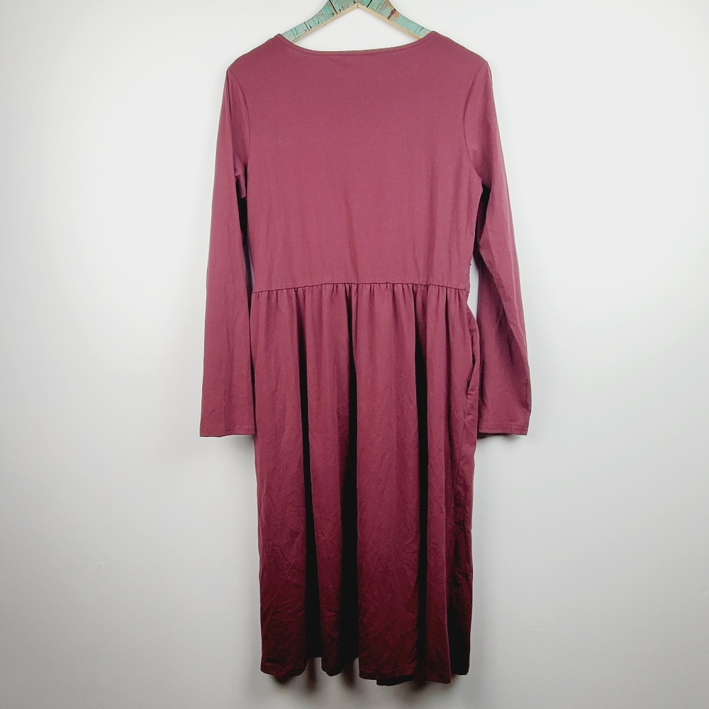 Styleworld Burgandy Faux Wrap Long Sleeve Dress XL - Picture 8 of 10